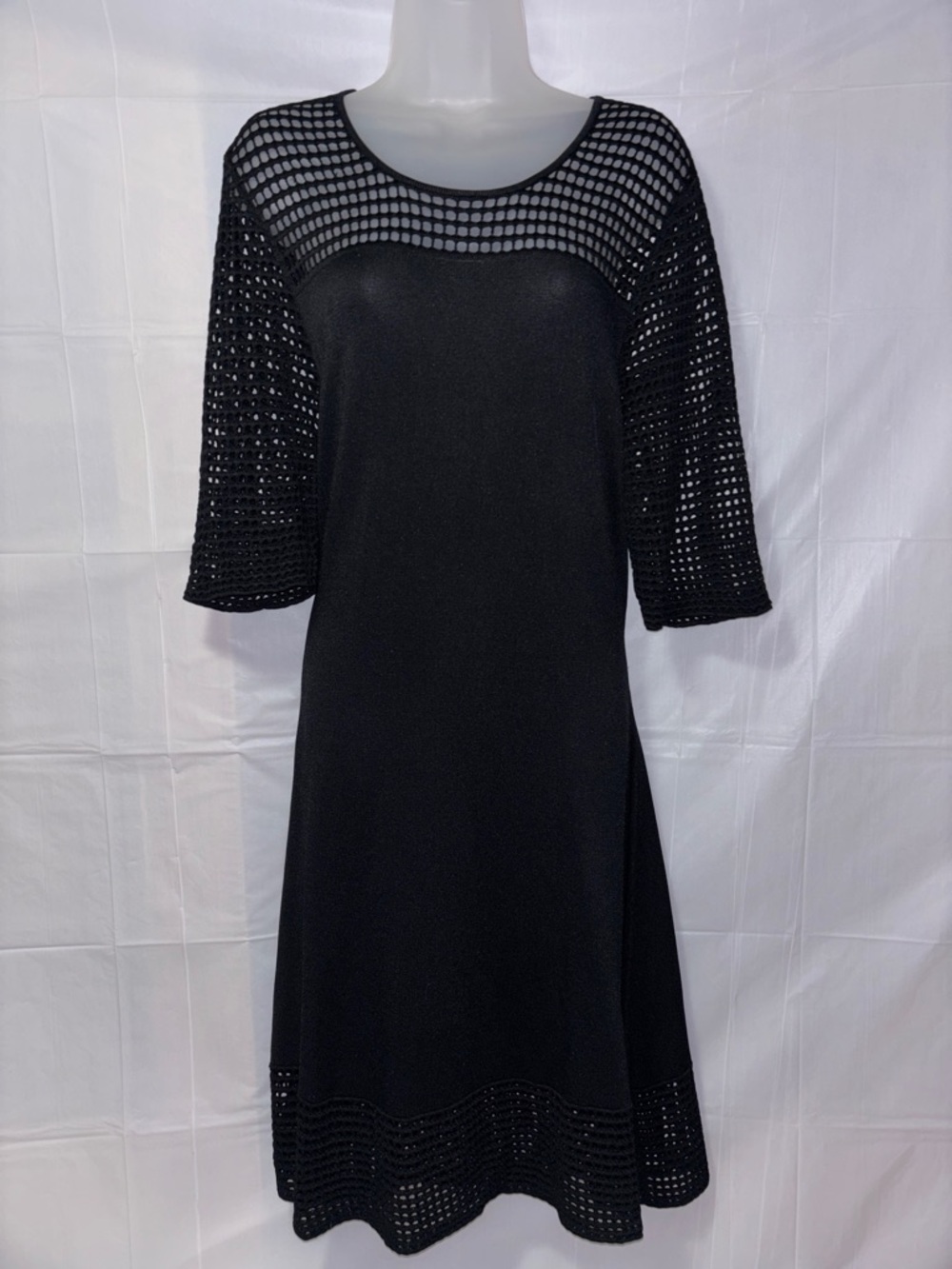 Nanette Lepore Black Crochet Yoke Midi Dress